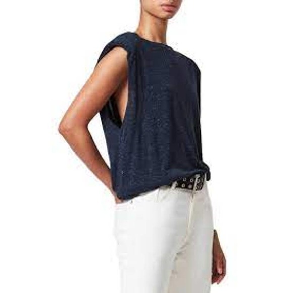 All Saints Conni Shimmer top Midnight blue - Picture 1 of 7